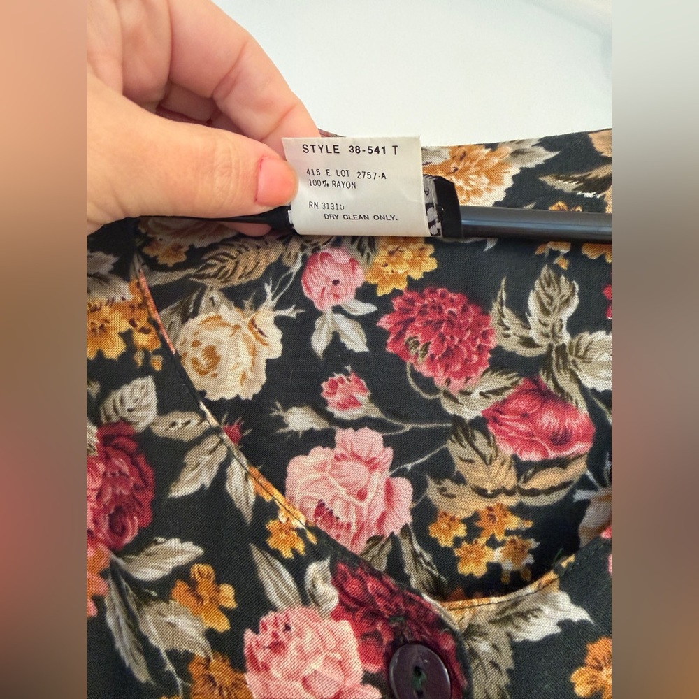 Vintage Byer Dress Floral Small Midi Dress Cottagecore - Picture 3 of 10
